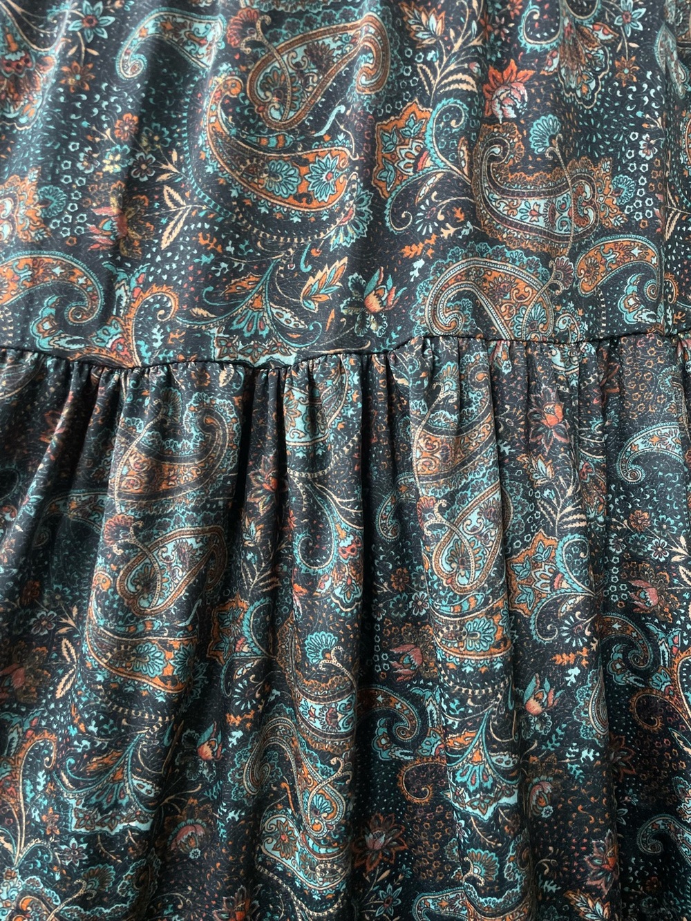 Vintage Boho Festival Western Paisley Tiered Ruffle Maxi Dress - Picture 15 of 16